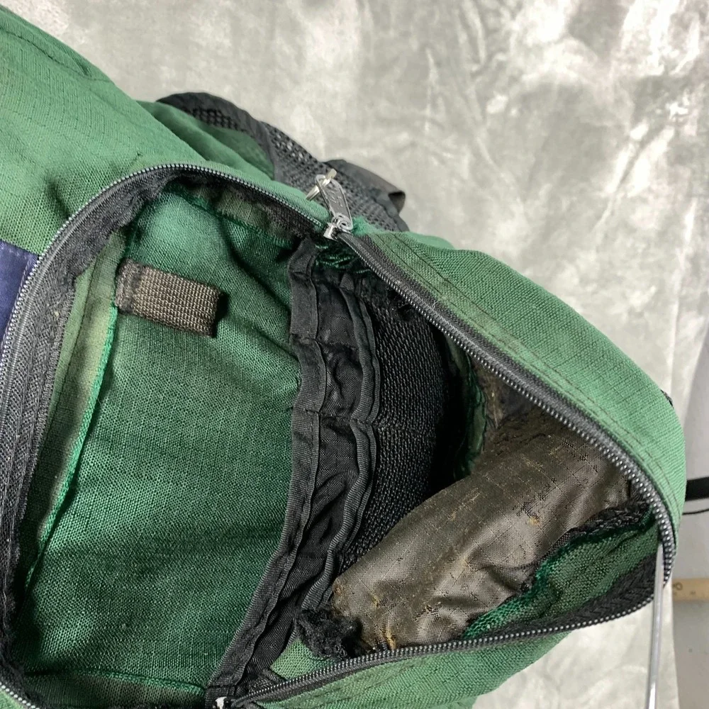 Vintage JanSport Backpack Day Pack Green Made in USA Outdoor Ripstop 90s Hiking